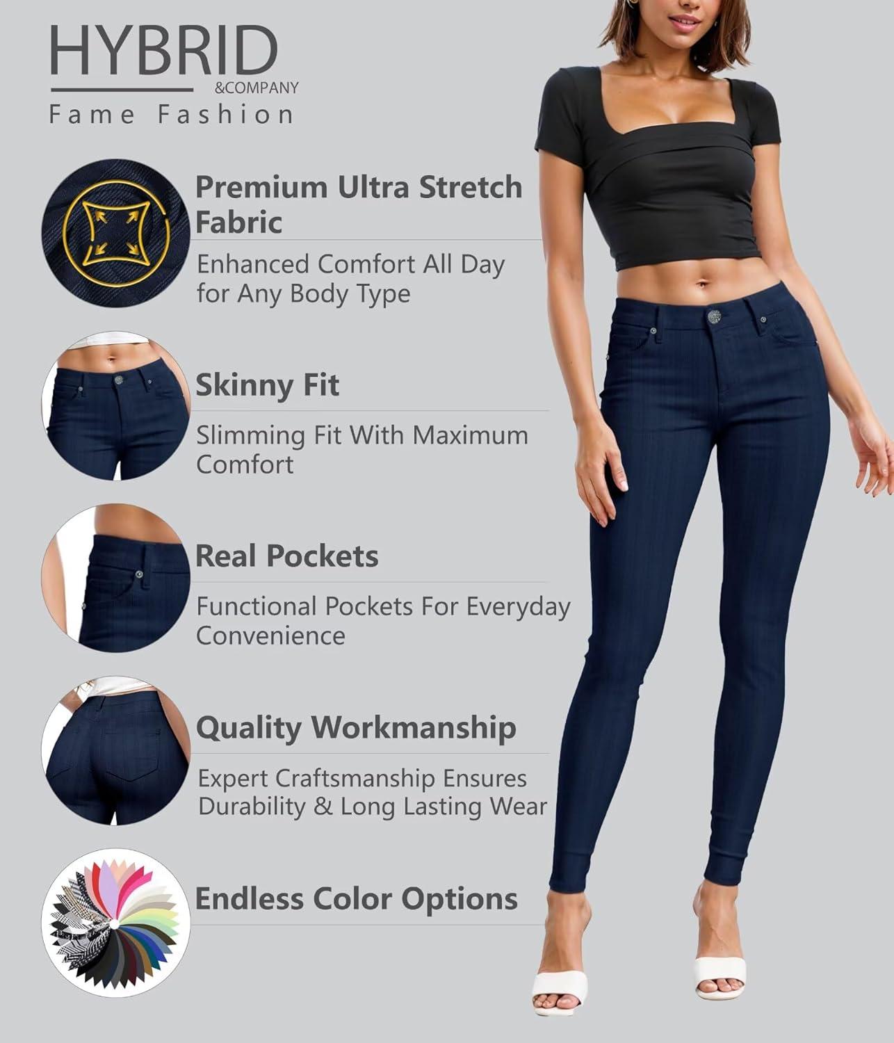 imageHybrid ampamp Company Womens Hyper Ultra Stretch Comfy Skinny Leg Work Casual PantsNavyblack113