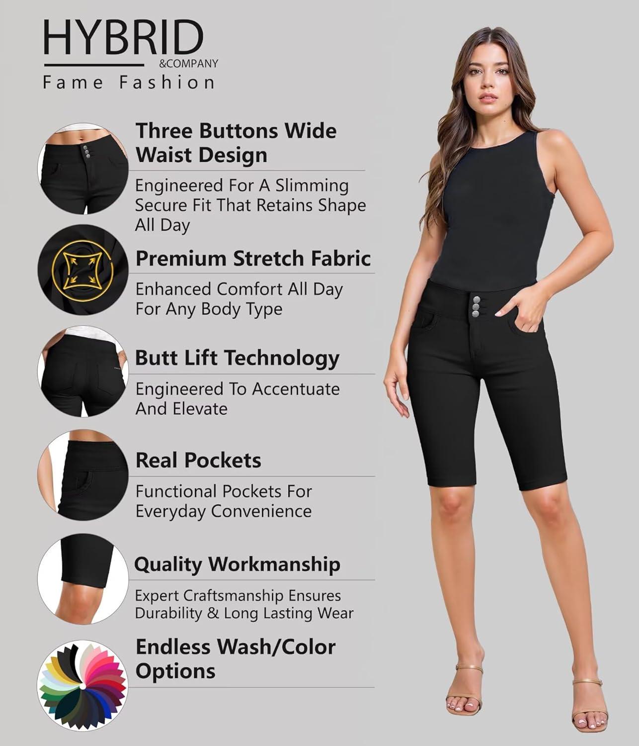 imageHybrid ampamp Company Womens Perfectly Shaping Hyper Stretch Bermuda Shorts CapriBermudablack