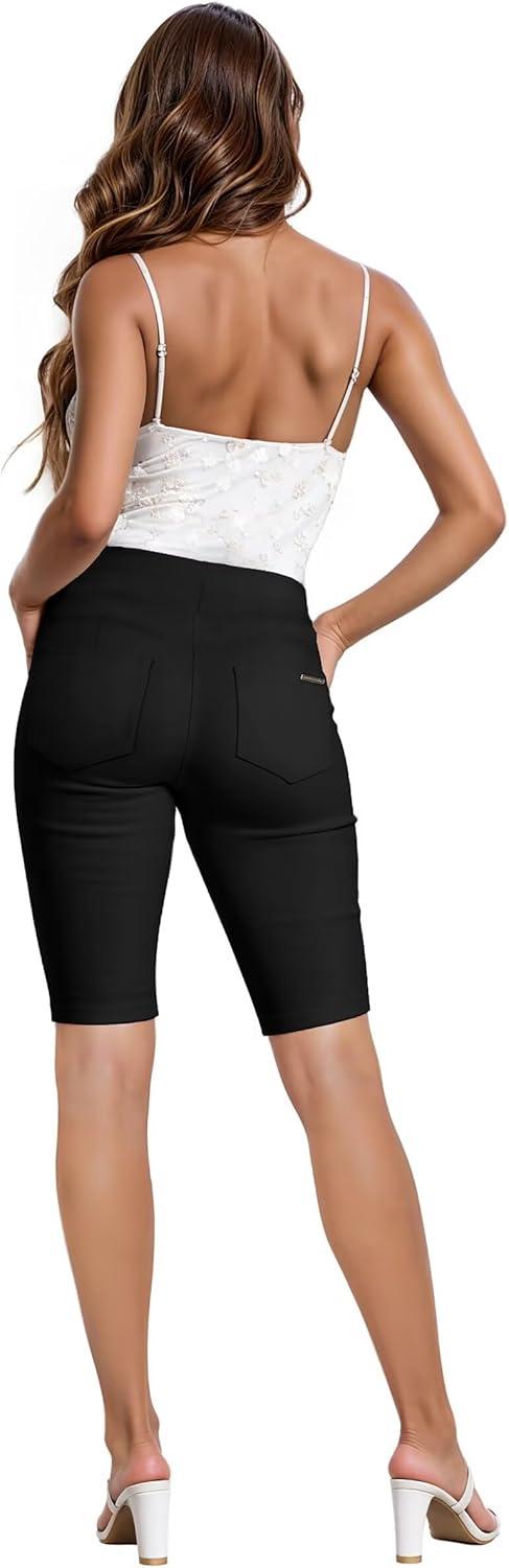 imageHybrid ampamp Company Womens Perfectly Shaping Hyper Stretch Bermuda Shorts CapriBermudablack