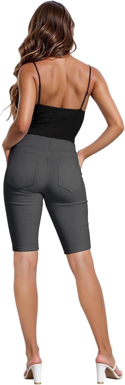 imageHybrid ampamp Company Womens Perfectly Shaping Hyper Stretch Bermuda Shorts CapriBermudagunmet