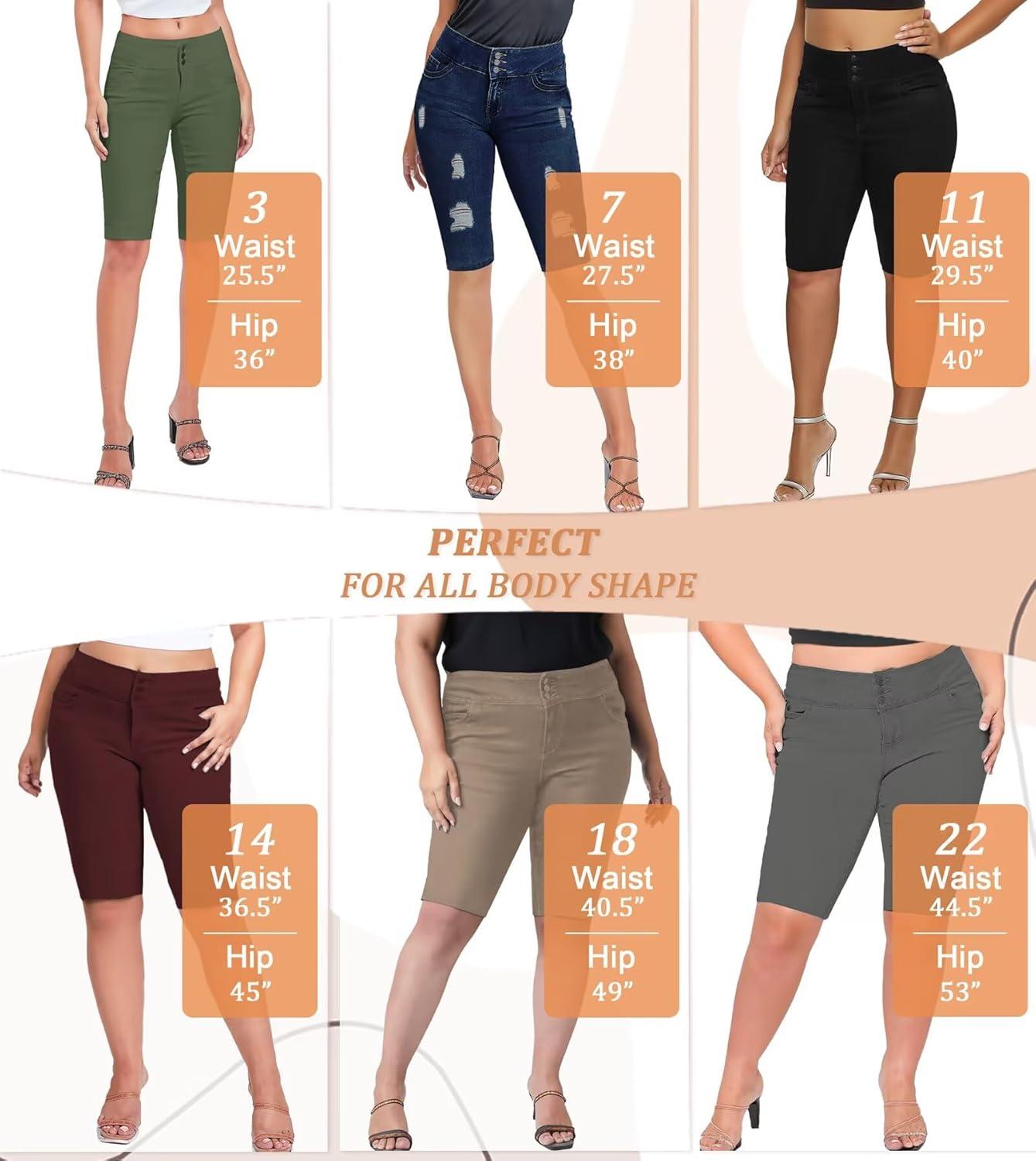 imageHybrid ampamp Company Womens Perfectly Shaping Hyper Stretch Bermuda Shorts CapriBermudawhite