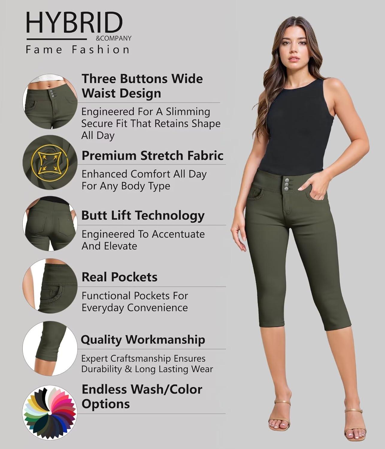 imageHybrid ampamp Company Womens Perfectly Shaping Hyper Stretch Bermuda Shorts CapriCapriolive