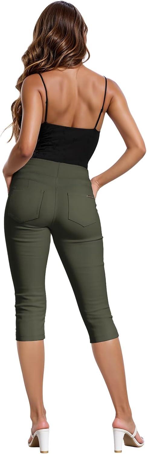 imageHybrid ampamp Company Womens Perfectly Shaping Hyper Stretch Bermuda Shorts CapriCapriolive