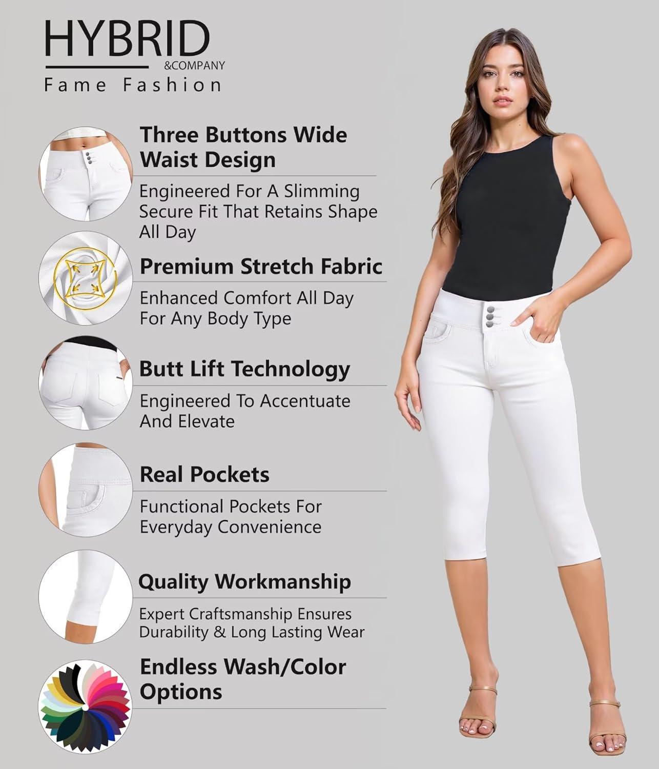 imageHybrid ampamp Company Womens Perfectly Shaping Hyper Stretch Bermuda Shorts CapriCapriwhite