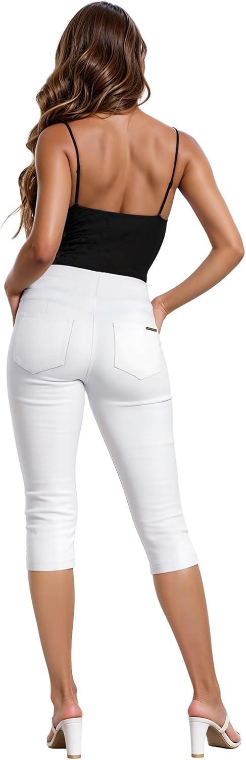 imageHybrid ampamp Company Womens Perfectly Shaping Hyper Stretch Bermuda Shorts CapriCapriwhite