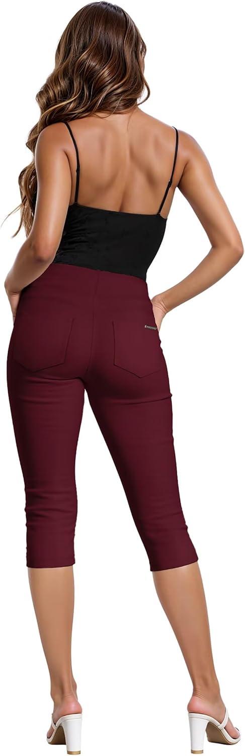 imageHybrid ampamp Company Womens Perfectly Shaping Hyper Stretch Bermuda Shorts CapriCapriwine