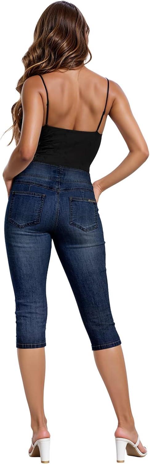 imageHybrid ampamp Company Womens Perfectly Shaping Hyper Stretch Bermuda Shorts CapriDestructedcapridwash