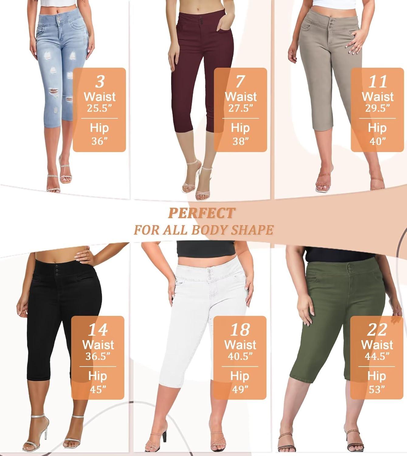 imageHybrid ampamp Company Womens Perfectly Shaping Hyper Stretch Bermuda Shorts CapriDestructedcaprimedblu