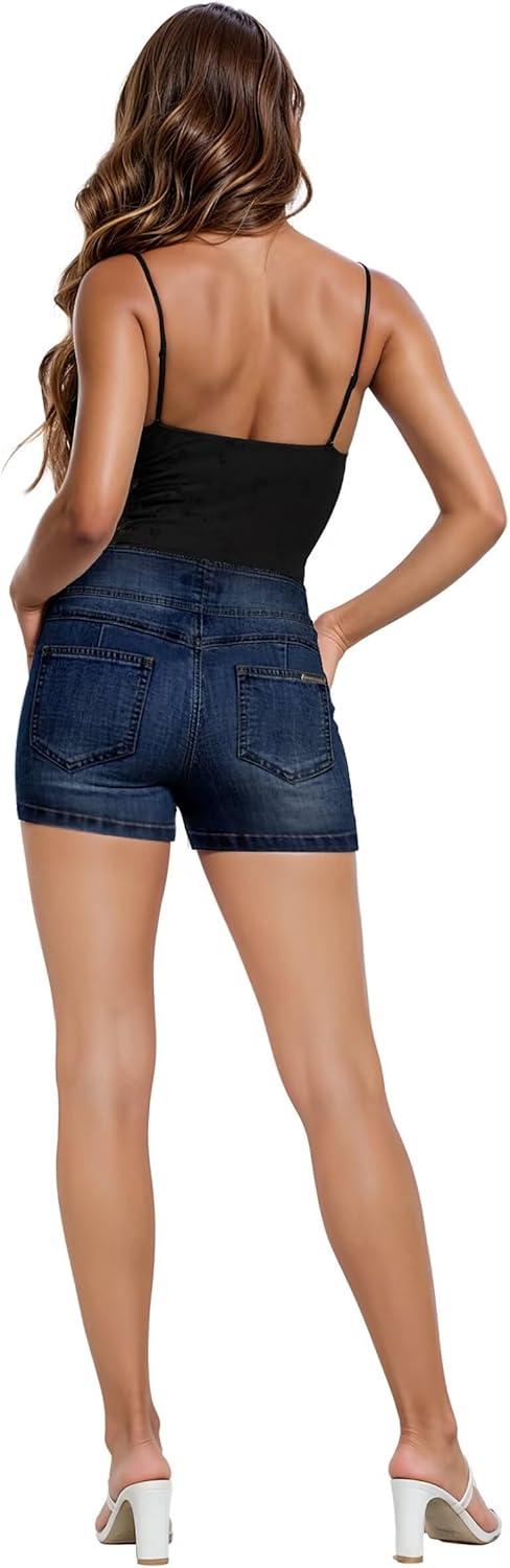 imageHybrid ampamp Company Womens Perfectly Shaping Hyper Stretch Bermuda Shorts CapriDestructedshortdwash