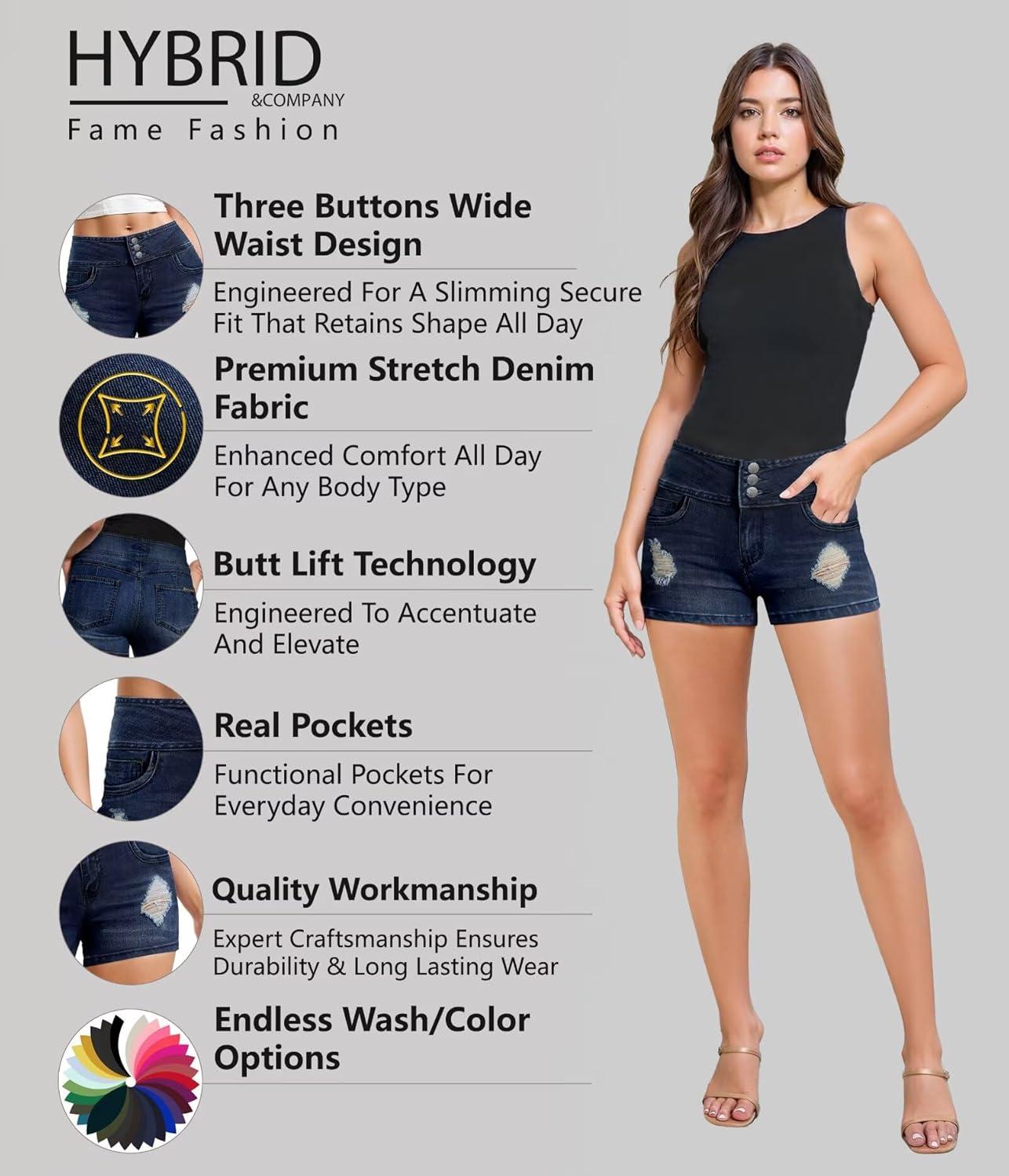 imageHybrid ampamp Company Womens Perfectly Shaping Hyper Stretch Bermuda Shorts CapriDestructedshortdwash