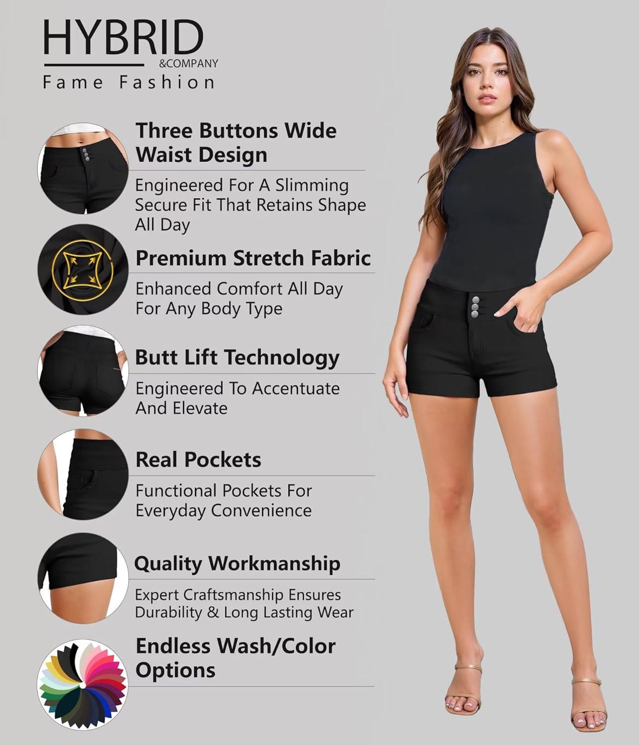 imageHybrid ampamp Company Womens Perfectly Shaping Hyper Stretch Bermuda Shorts CapriShortblack