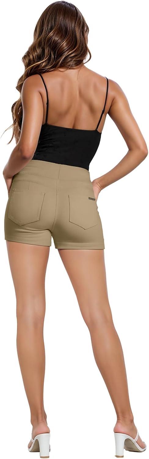 imageHybrid ampamp Company Womens Perfectly Shaping Hyper Stretch Bermuda Shorts CapriShortkhaki
