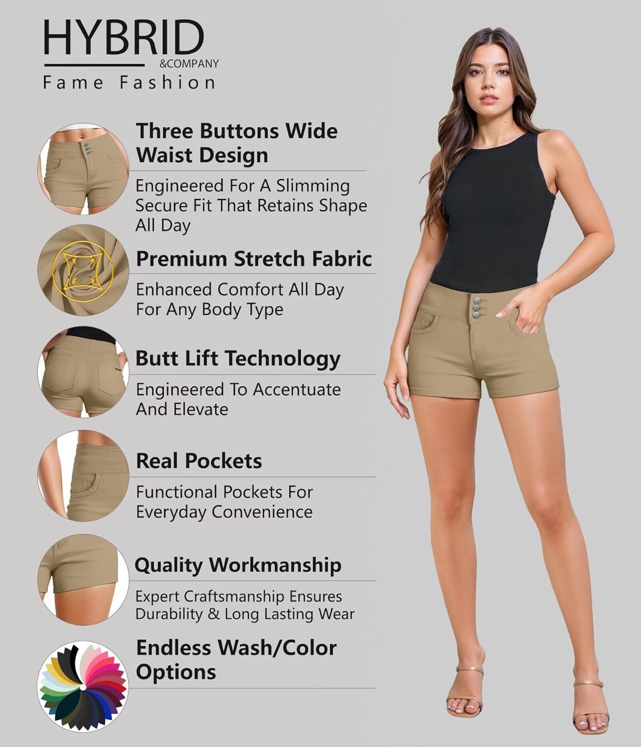 imageHybrid ampamp Company Womens Perfectly Shaping Hyper Stretch Bermuda Shorts CapriShortkhaki