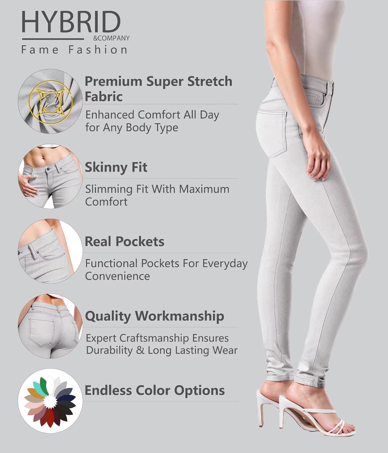 imageHybrid ampamp Company Womens Super Stretch Comfy Denim Skinny JeansGrey