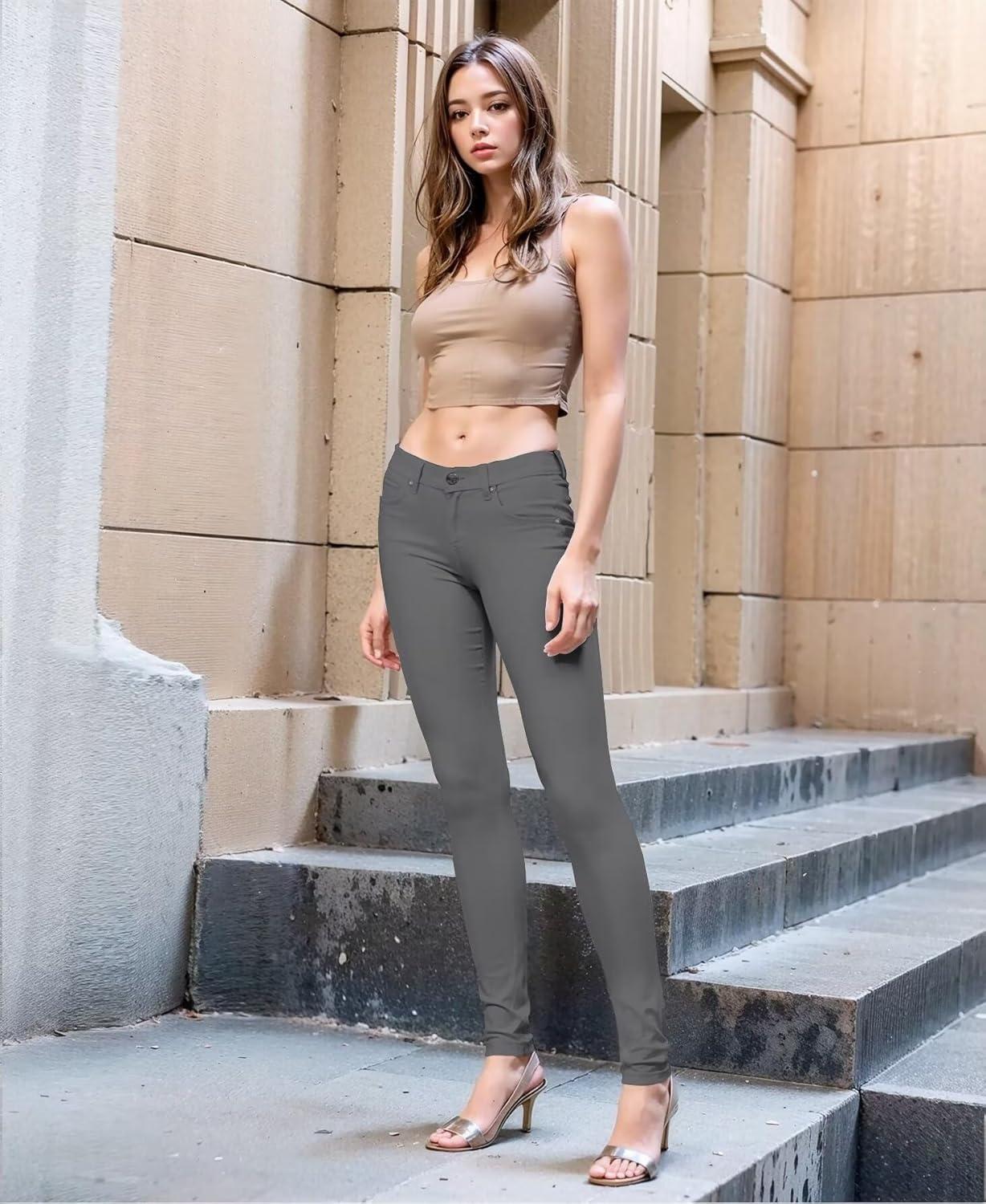 imageHybrid ampamp Company Womens Super Stretch Comfy Denim Skinny JeansGun Metal