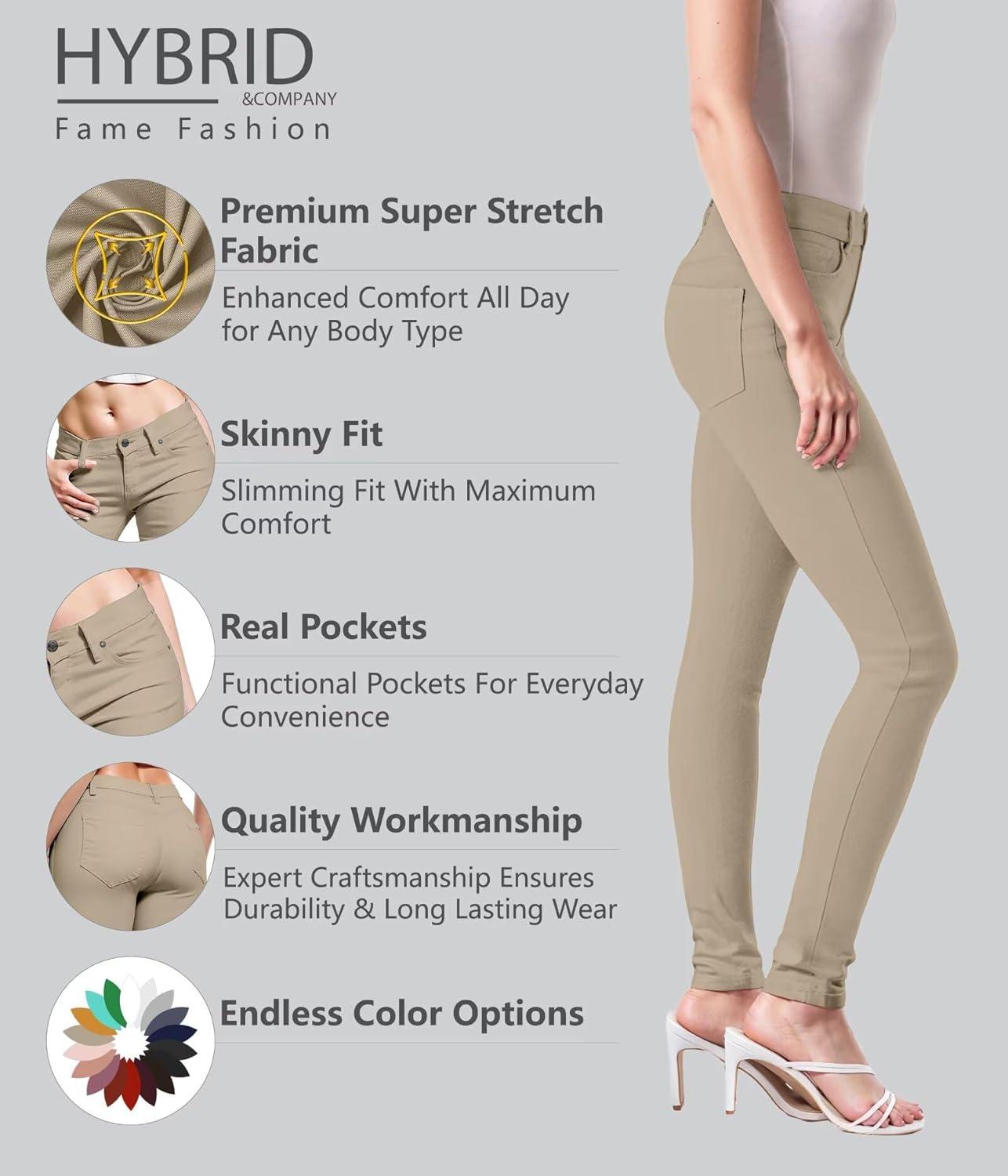 imageHybrid ampamp Company Womens Super Stretch Comfy Denim Skinny JeansKhaki