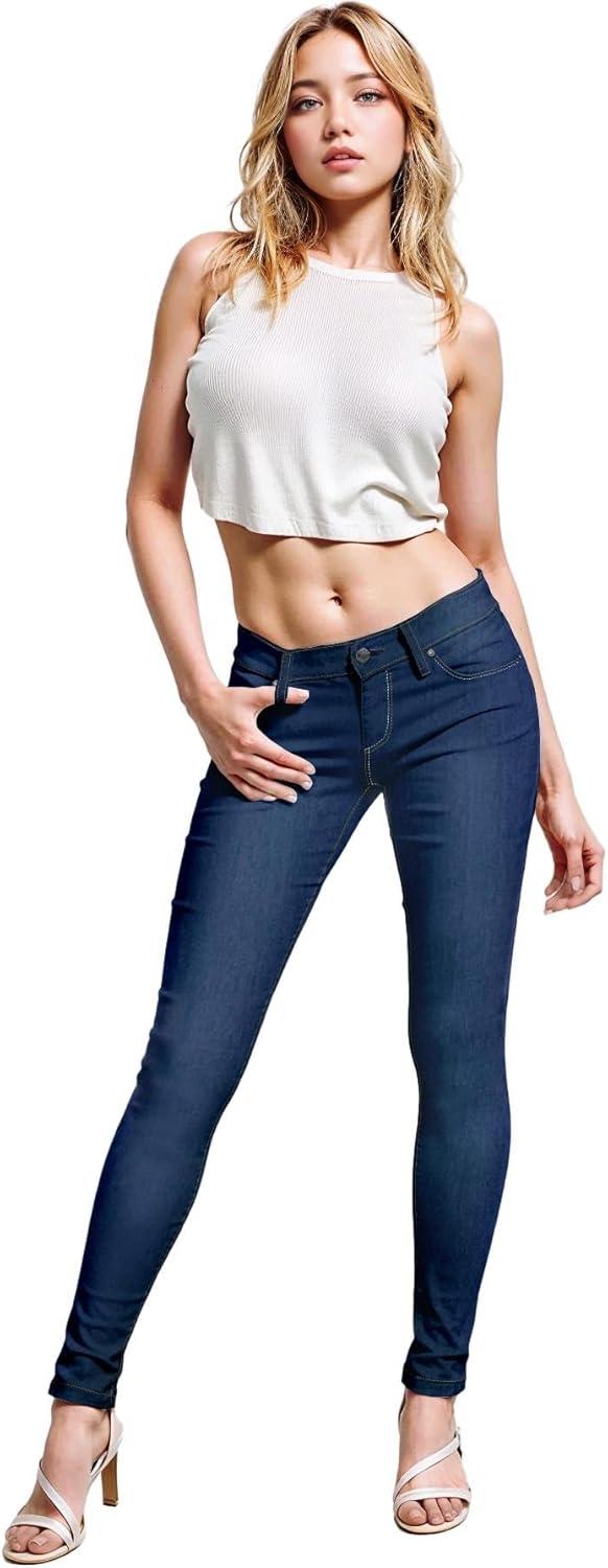 imageHybrid ampamp Company Womens Super Stretch Comfy Denim Skinny JeansMedium Blue