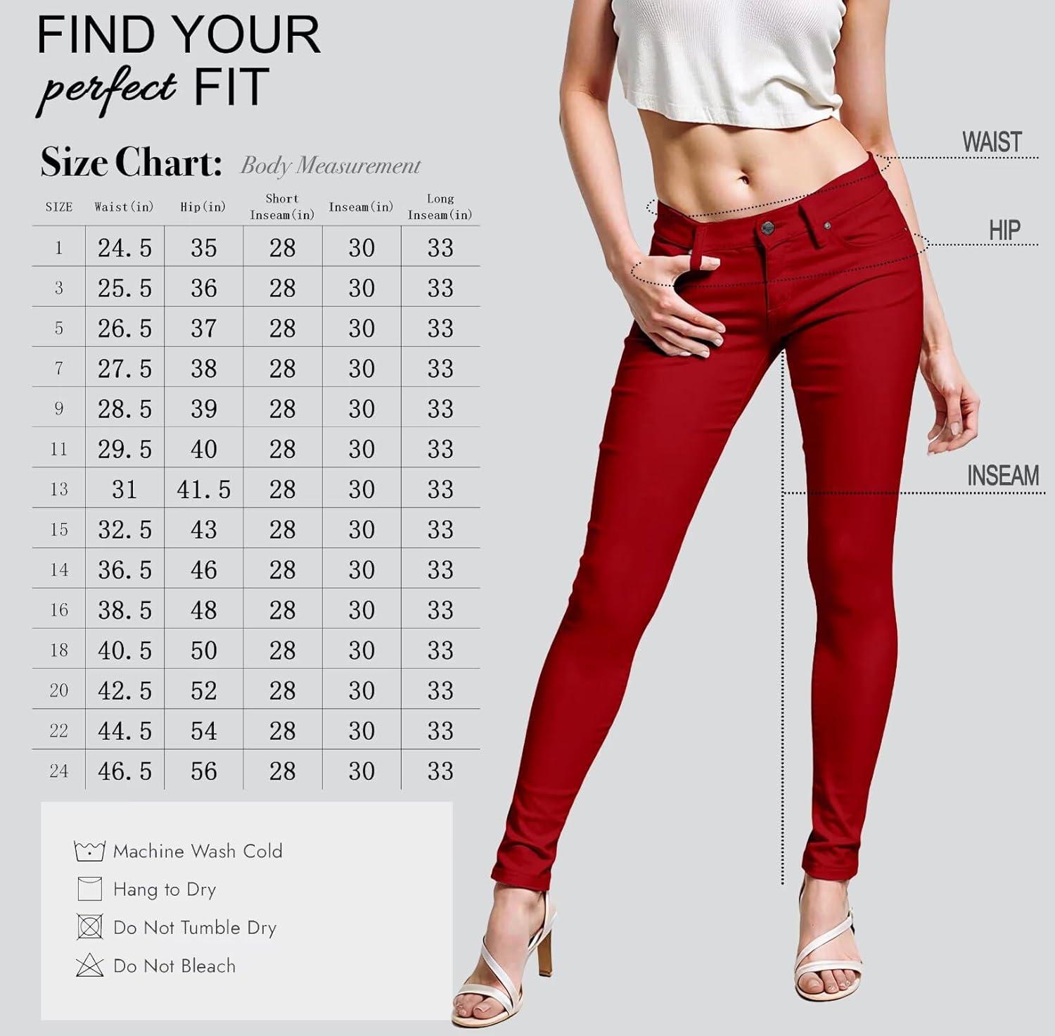 imageHybrid ampamp Company Womens Super Stretch Comfy Denim Skinny JeansRed