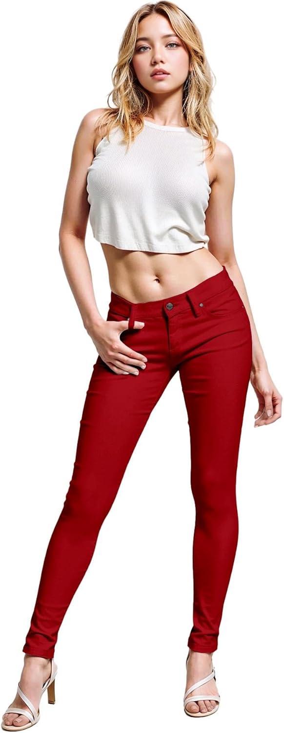 imageHybrid ampamp Company Womens Super Stretch Comfy Denim Skinny JeansRed