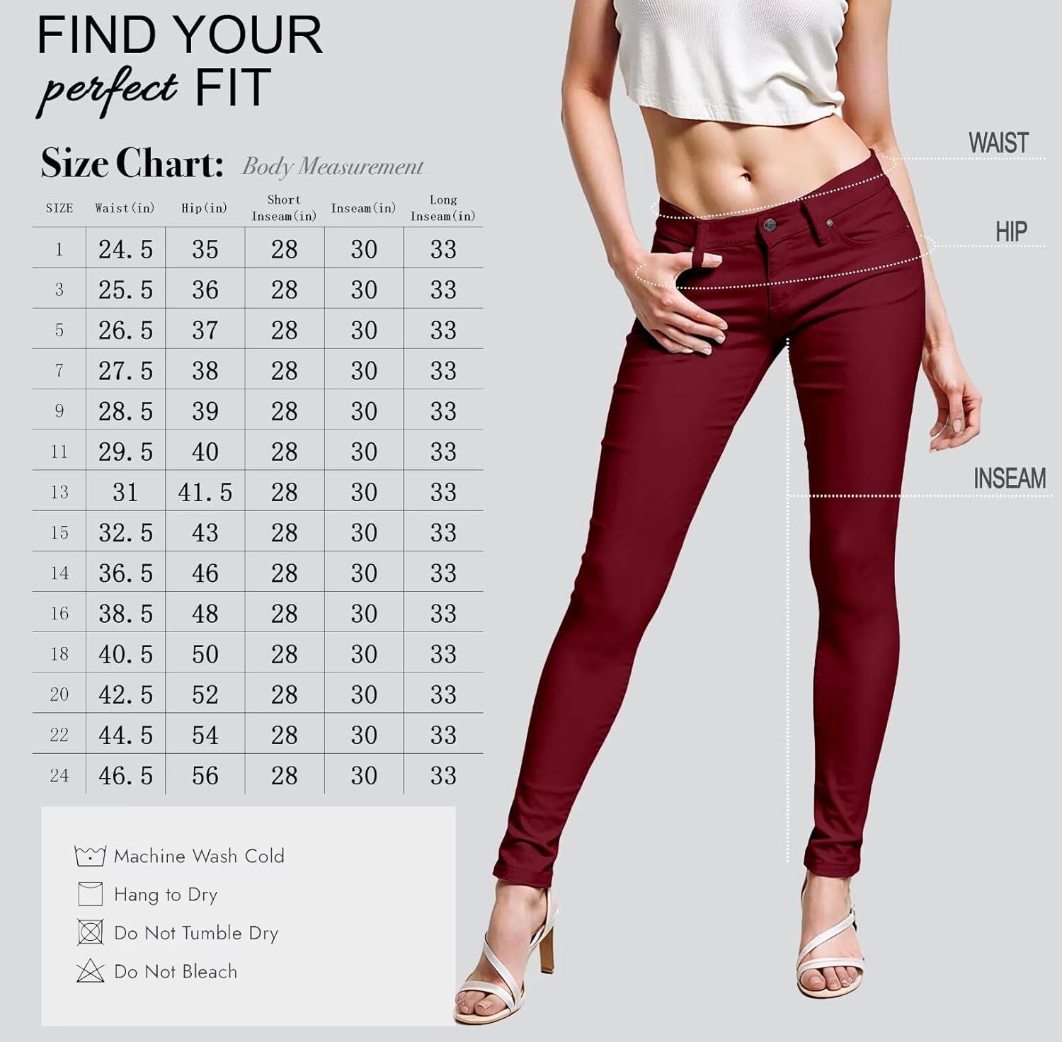 imageHybrid ampamp Company Womens Super Stretch Comfy Denim Skinny JeansWine