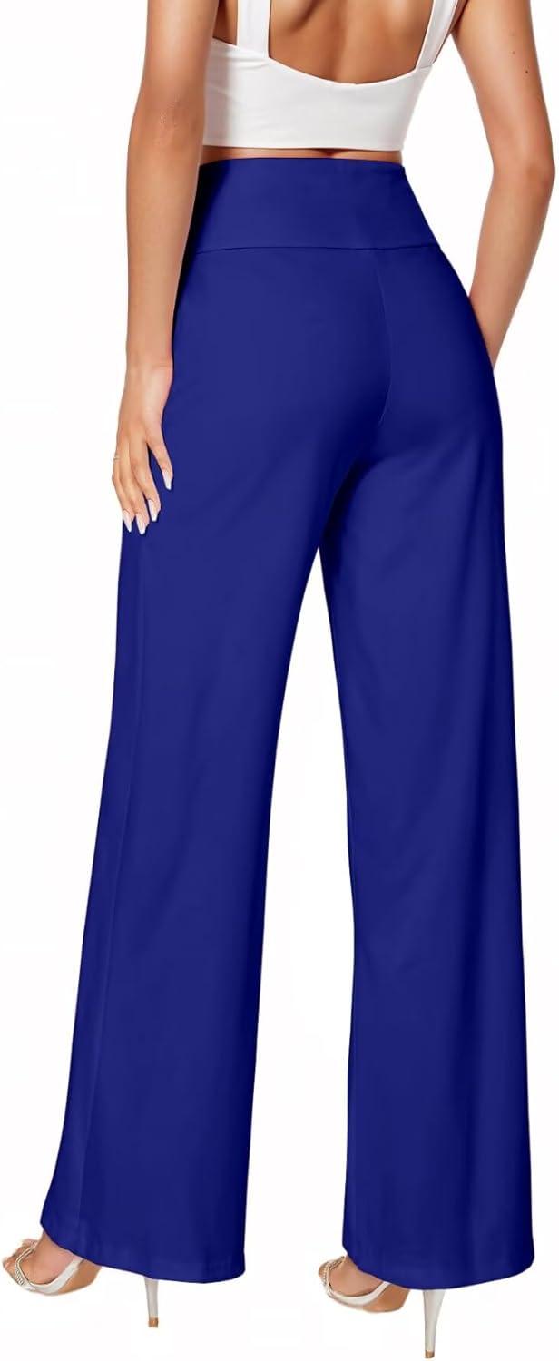 imageHybrid ampamp Company Womens Ultra Comfort Ponte Fabric Pull on Casual Wide Leg PantsRoyal