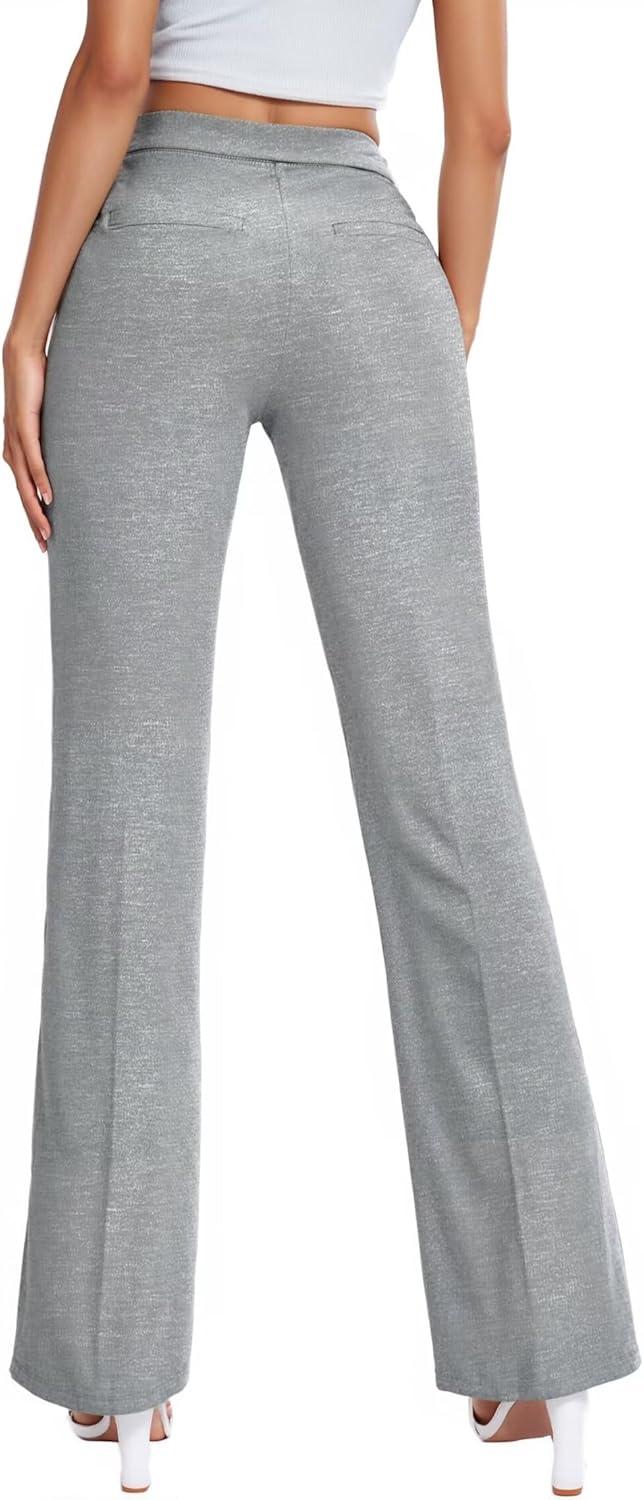 imageHybrid ampamp Company Womens Ultra Stretch Ponte Bootcut Dress Pants  Sleek Pintuck Pull On Faux Pockets Office ampamp CasualGrey