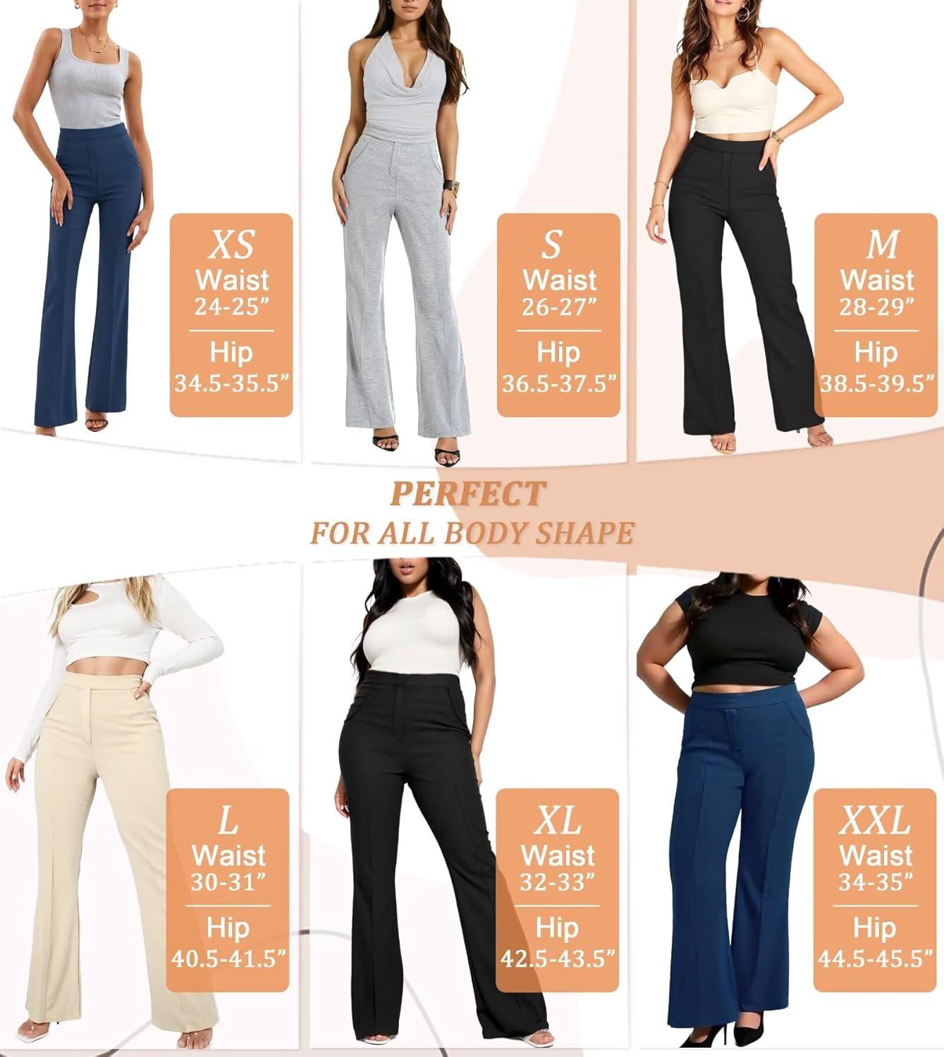 imageHybrid ampamp Company Womens Ultra Stretch Ponte Flare PantsHigh RiseFaux PocketsPull OnWrinkle ResistantCasual ampamp Office WearNavy