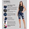 imageHybrid ampamp Company Womens Perfectly Shaping Hyper Stretch Bermuda Shorts CapriDestructedbermudamedblu