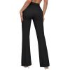 imageHybrid ampamp Company Womens Ultra Stretch Ponte Flare PantsHigh RiseFaux PocketsPull OnWrinkle ResistantCasual ampamp Office WearBlack