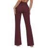 imageHybrid ampamp Company Womens Ultra Stretch Ponte Flare PantsHigh RiseFaux PocketsPull OnWrinkle ResistantCasual ampamp Office WearBurgundy