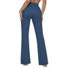 imageHybrid ampamp Company Womens Ultra Stretch Ponte Flare PantsHigh RiseFaux PocketsPull OnWrinkle ResistantCasual ampamp Office WearNavy