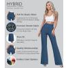 imageHybrid ampamp Company Womens Ultra Stretch Ponte Flare PantsHigh RiseFaux PocketsPull OnWrinkle ResistantCasual ampamp Office WearNavy