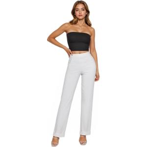 imageHybrid ampamp Company Womens High Waisted Straight Leg Suit Pants Business Work Casual Slacks TrousersWhite