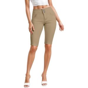 imageHybrid ampamp Company Womens Perfectly Shaping Hyper Stretch Bermuda Shorts CapriBermudakhaki