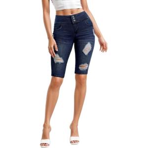 imageHybrid ampamp Company Womens Perfectly Shaping Hyper Stretch Bermuda Shorts CapriDestructedbermudadwash