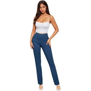 imageHybrid ampamp Company Womens Straight Leg Pull On Pants  Ultra Stretch Ponte  Office ampamp Casual WearNavy