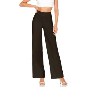 imageHybrid ampamp Company Womens Ultra Comfort Ponte Fabric Pull on Casual Wide Leg PantsBrown