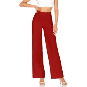 imageHybrid ampamp Company Womens Ultra Comfort Ponte Fabric Pull on Casual Wide Leg PantsRed
