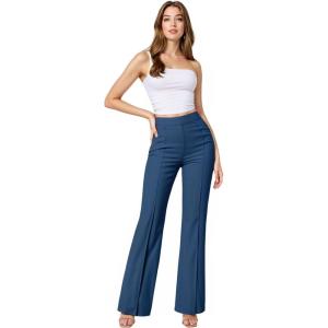 imageHybrid ampamp Company Womens Ultra Stretch Ponte Bootcut Dress Pants  Sleek Pintuck Pull On Faux Pockets Office ampamp CasualNavy