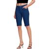 imageHybrid ampamp Company Womens Ultra Stretch Perfectly Shaping Mid Rise Skinny Bermuda Shorts with PocketsBermudablue