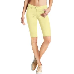 imageHybrid ampamp Company Womens Ultra Stretch Perfectly Shaping Mid Rise Skinny Bermuda Shorts with PocketsBermudapastelyellow