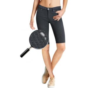 imageHybrid ampamp Company Womens Ultra Stretch Perfectly Shaping Mid Rise Skinny Bermuda Shorts with PocketsCharcoalblack2626bkchr