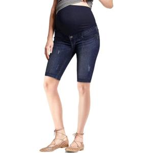 imageHybrid ampamp Company Women Super Comfy Stretch Maternity Bermuda ShortBermudabm5471grskdarkwash