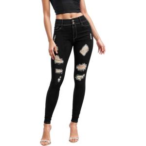 imageHybrid ampamp Company Womens Butt Lift V2 Super Comfy Stretch Denim Skinny JeansDestructedblack