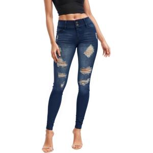 imageHybrid ampamp Company Womens Butt Lift V2 Super Comfy Stretch Denim Skinny JeansDestructeddwash