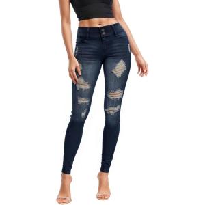 imageHybrid ampamp Company Womens Butt Lift V2 Super Comfy Stretch Denim Skinny JeansDestructedindigo