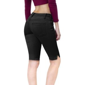 imageHybrid ampamp Company Womens Butt Lifting Mid Rise Denim Bermuda ShortsBermudasuper Stretch Black