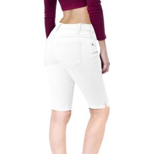imageHybrid ampamp Company Womens Butt Lifting Mid Rise Denim Bermuda ShortsBermudawhite
