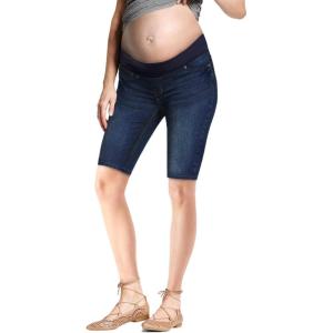 imageHybrid ampamp Company Womens Maternity Denim Shorts Over The Belly Comfy Skinny Bermuda JeansBermudabm4192wcdarkwash