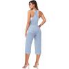 imageHybrid ampamp Company Women Denim Shorts Rompers Sleeveless Adjustable Strap Overalls Cross Back JumpsuitQvj156998light Wash